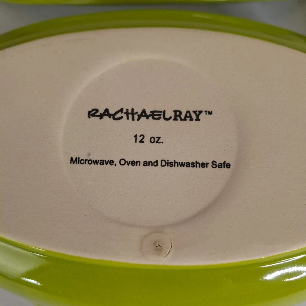 Rachael Ray Lime Green Stoneware 12 oz Oval Ramekins Set of 4 Mini Bakers
